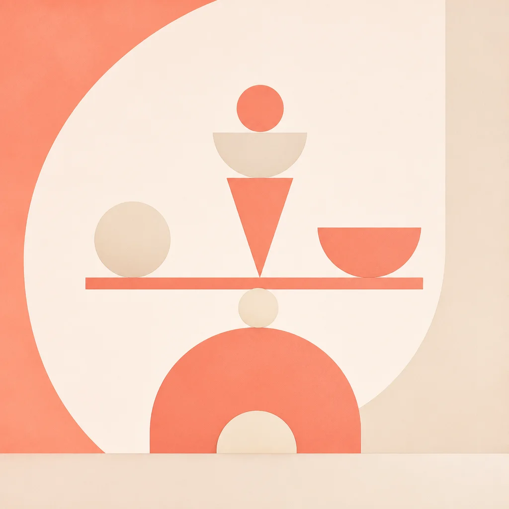 Geometric balance motif representing the trade-offs of don't ask, don't tell vs full disclosure