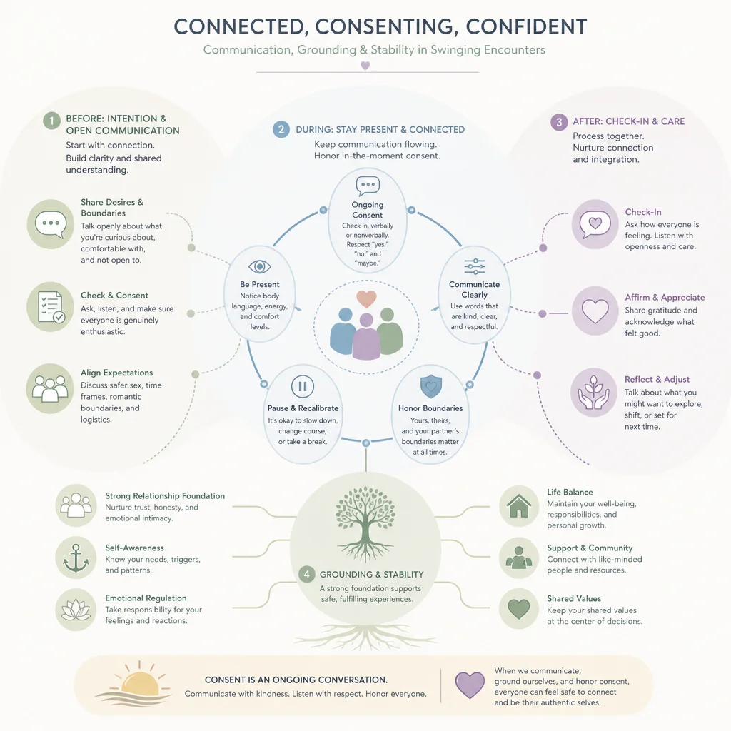Timeline infographic of four phases with consent checkpoints