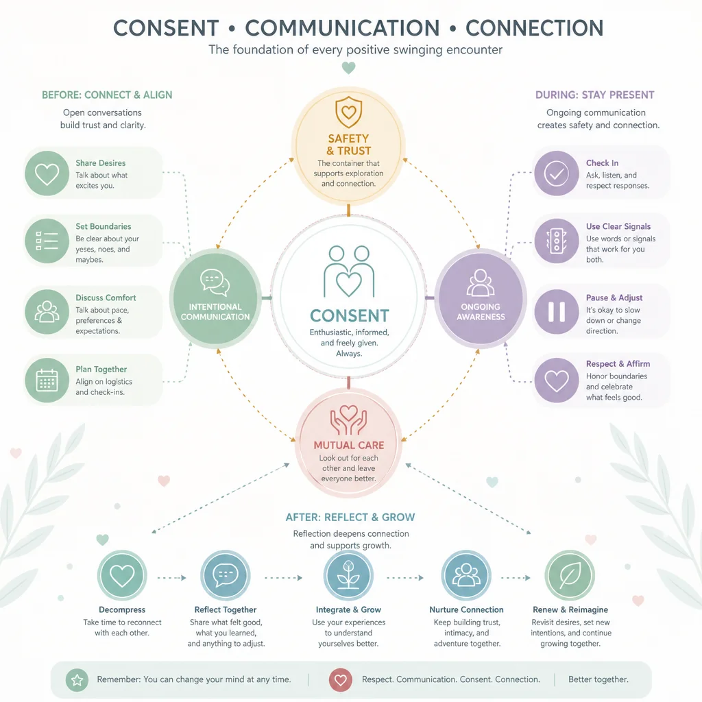 Grid checklist of eight consent check-in phrases