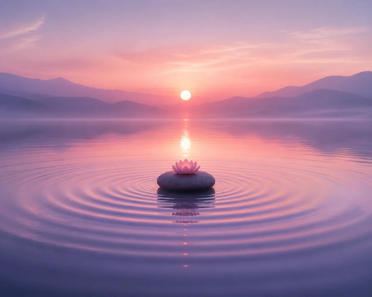 Calm reflective pool with ripples symbolizing inner peace amid external judgment