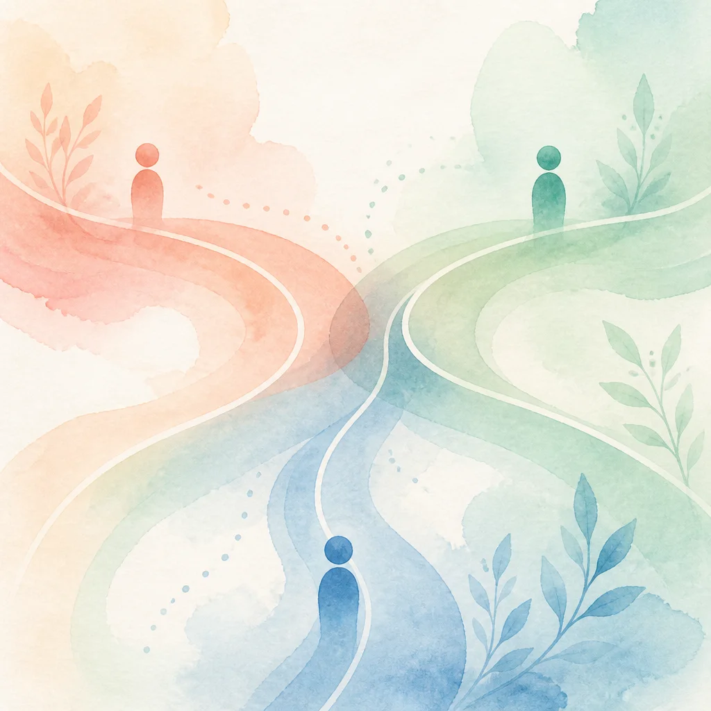 Abstract communication concept depicted as soft intersecting pathways and connecting lines