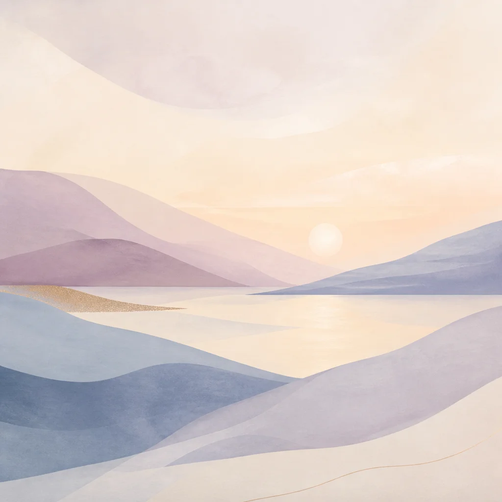 Abstract soft landscape representing emotional recovery and recharging after sensory experiences