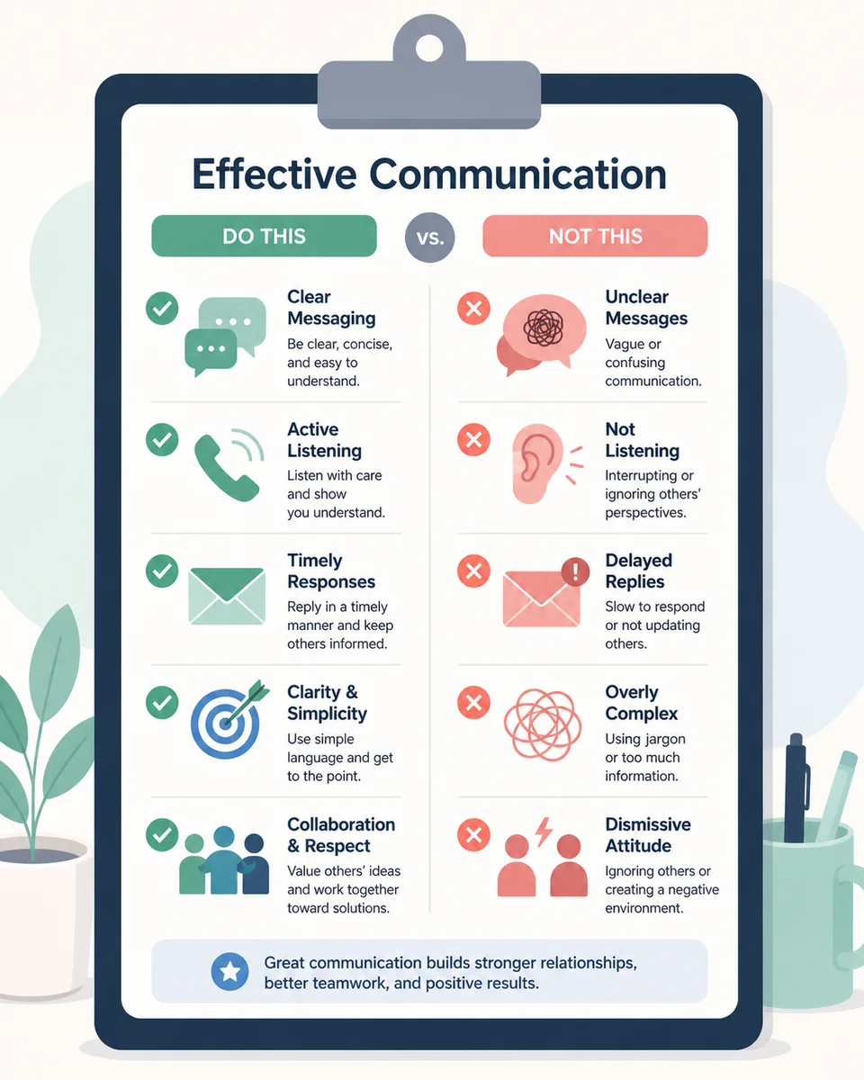 Checklist-style illustration with a clipboard showing a simple do-and-don't comparison with checkmarks and X marks