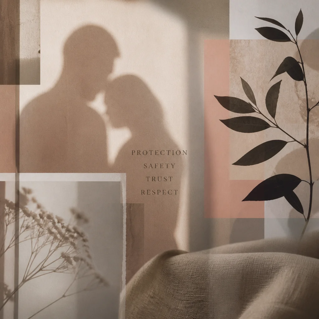 Abstract protective geometric shapes representing risk awareness in relationships