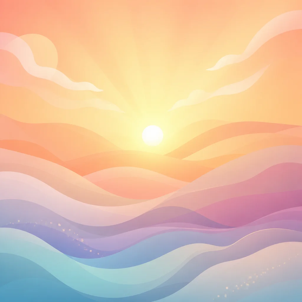 Warm sunrise abstract with overlapping waves representing clarity after self-reflection