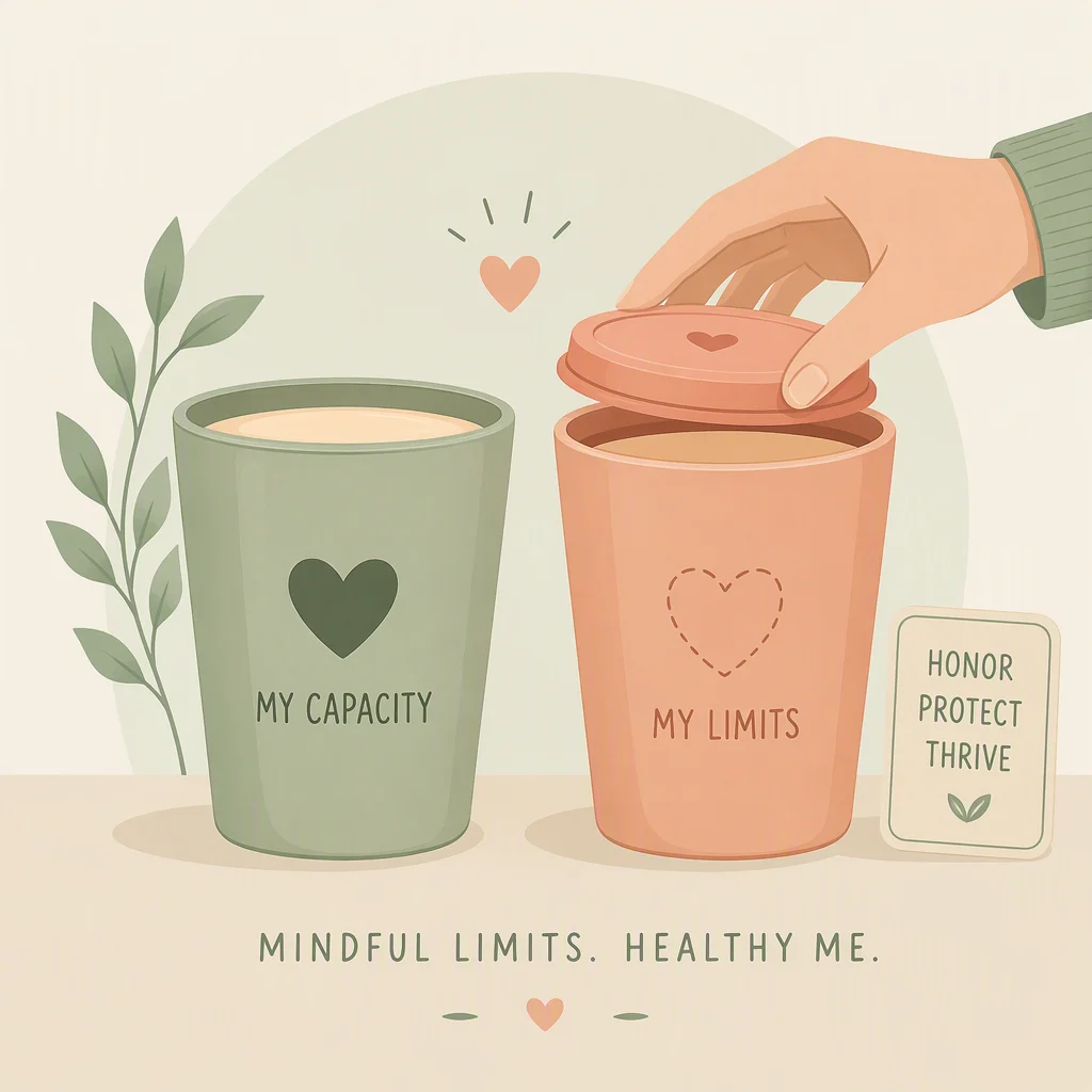 Illustration of two cups side by side, one full and one with a hand placing a lid on it