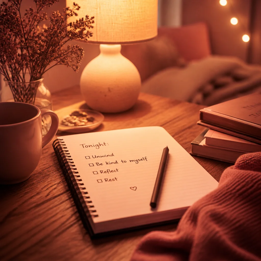Notebook and pen with a checklist on a table