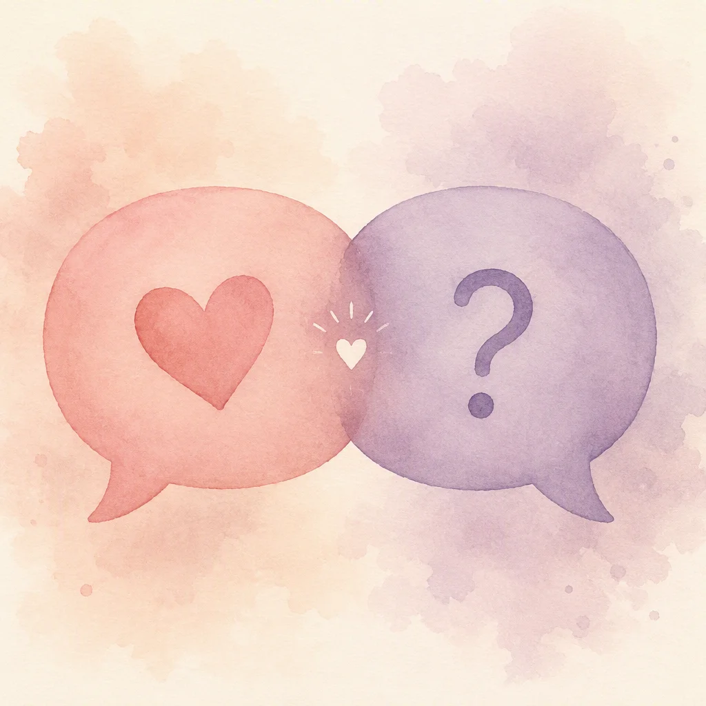 Watercolor illustration of two speech bubbles meeting for a veto agreement conversation