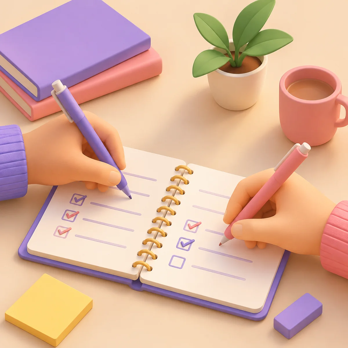 Writing a monogamish agreement together, isometric illustration