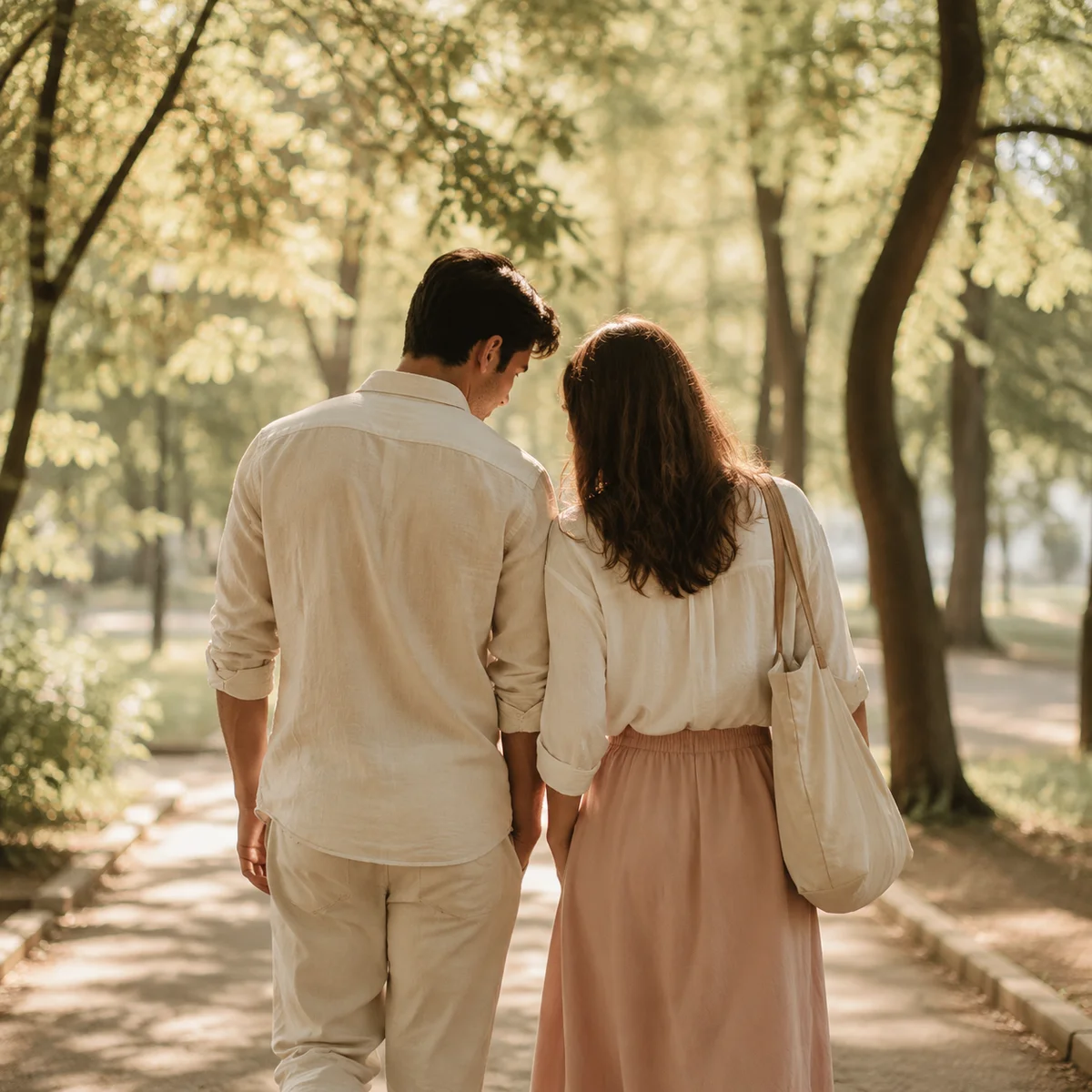 Couple walking and talking about the hotwife lifestyle