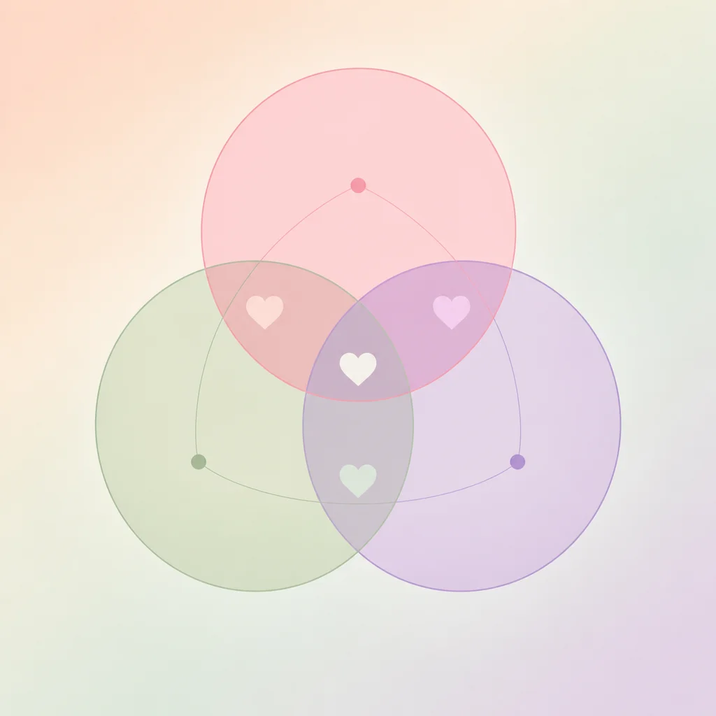 Three overlapping pastel circles representing multiple relationships
