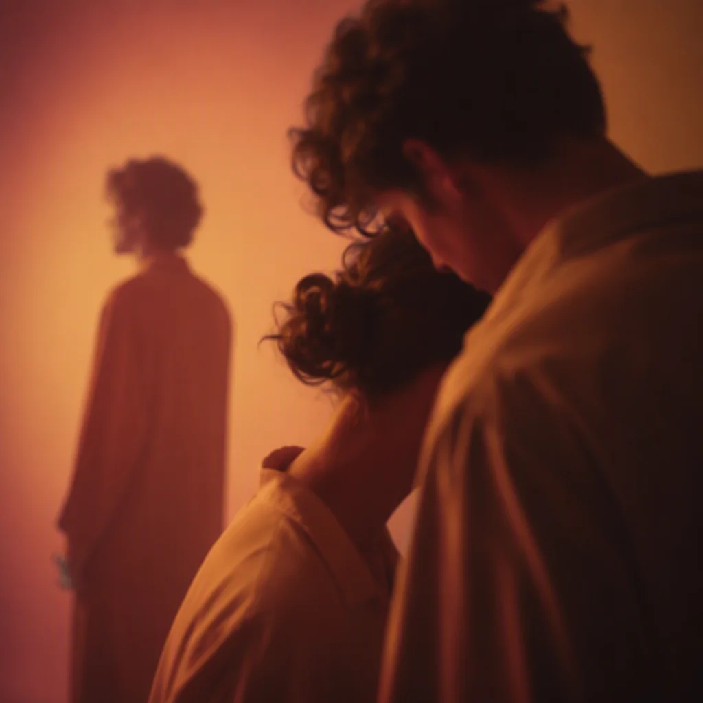 Warm-toned photo of a couple in the foreground with a third person in soft background focus, representing relationship hierarchy