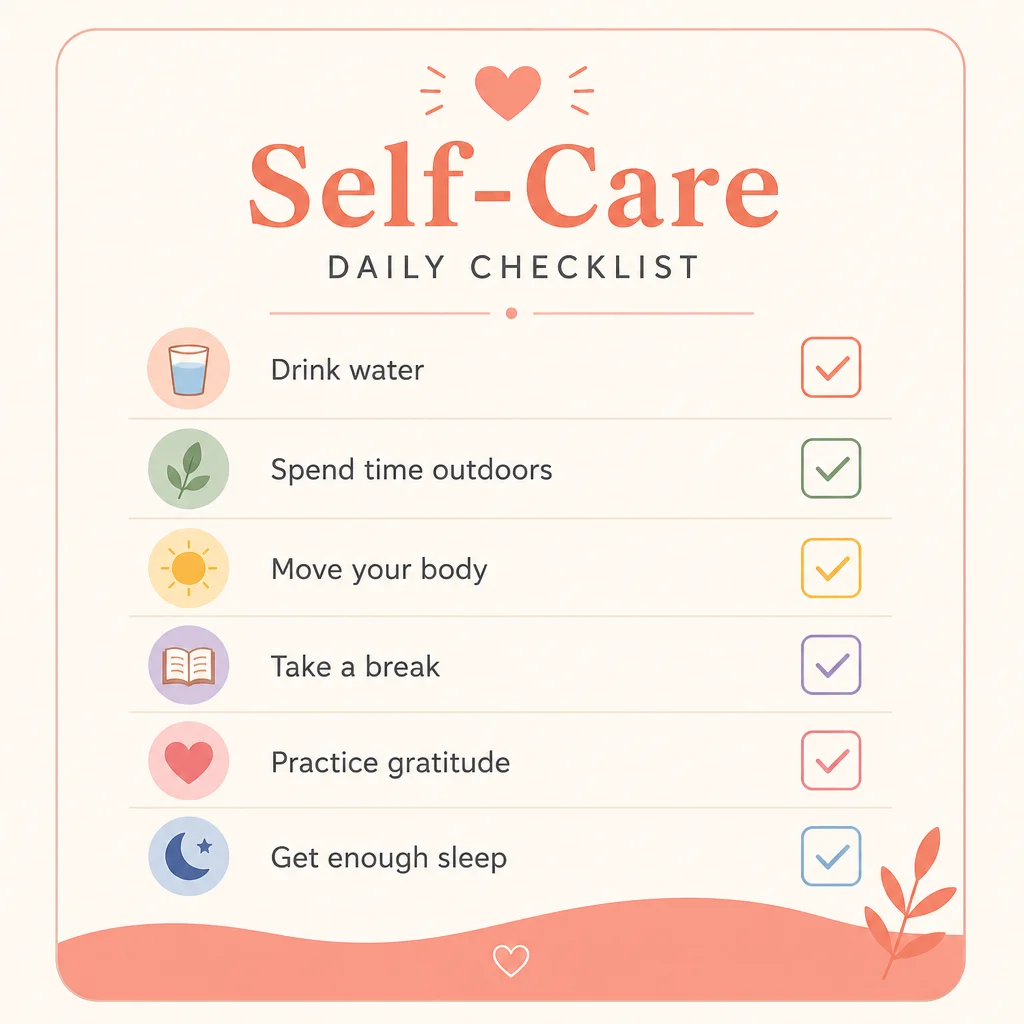 Checklist graphic with pastel checkboxes and label lines