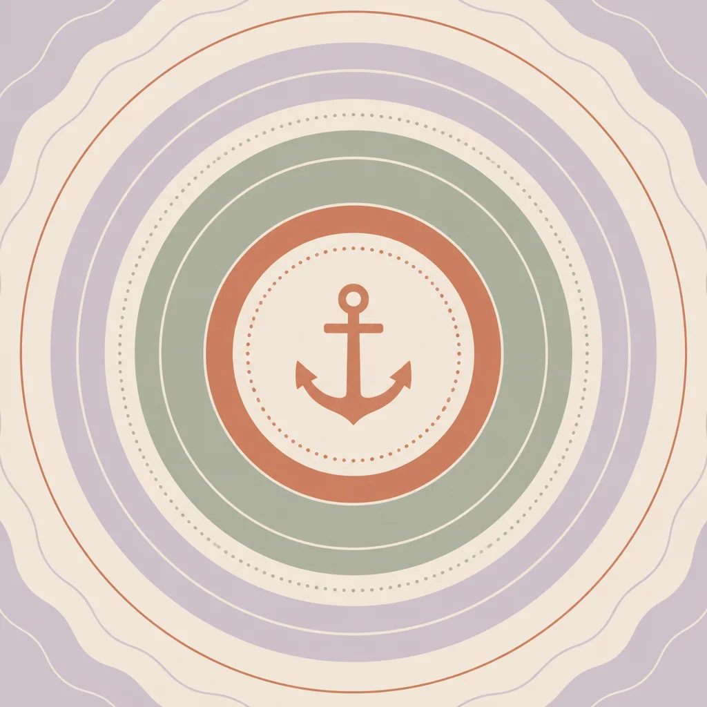 Geometric anchor symbol emphasizing grounding and stability with repeated concentric shapes