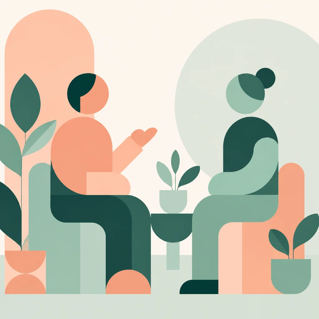 Geometric illustration of a couple talking about a one penis policy