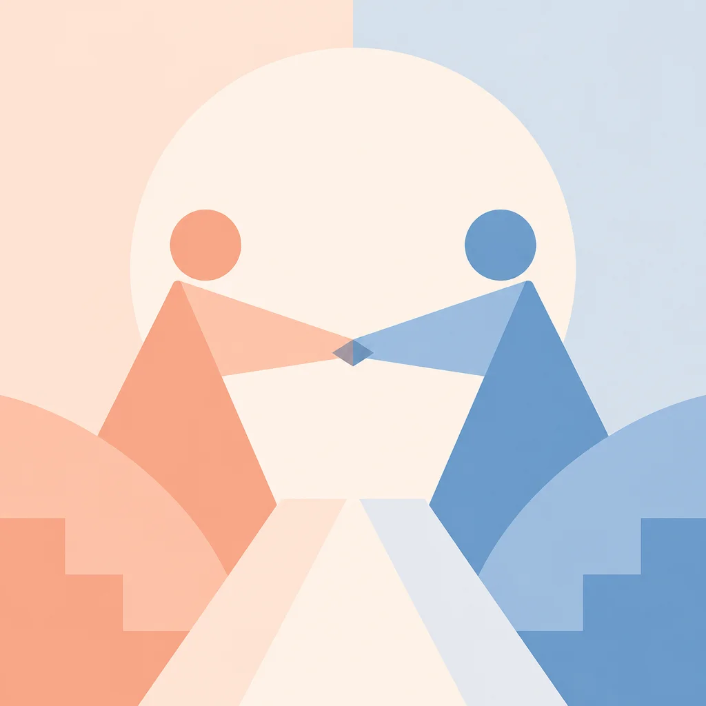 Geometric illustration of partners finding a boundary they both stand behind