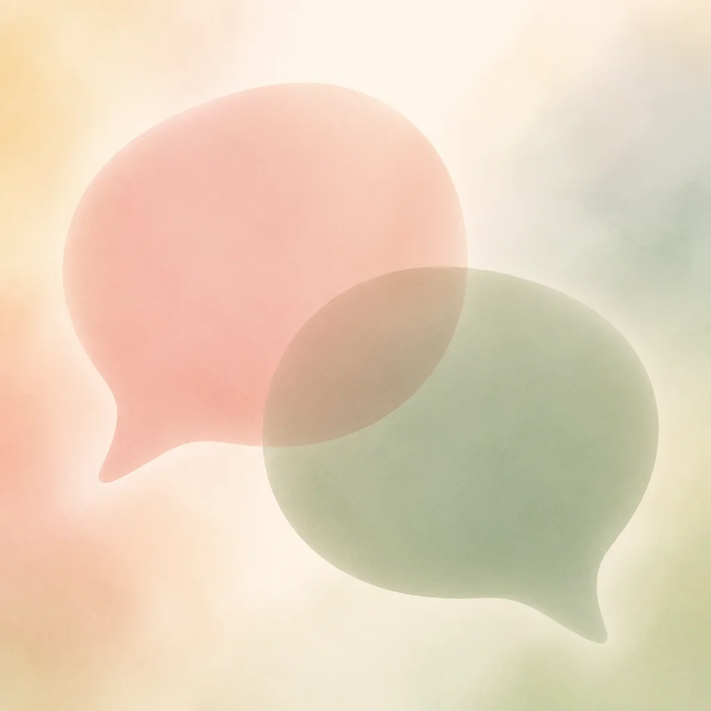 Abstract illustration of two partners talking through a one penis policy