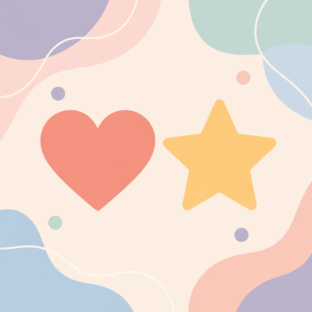 A heart shape and a star shape side by side, equal in size