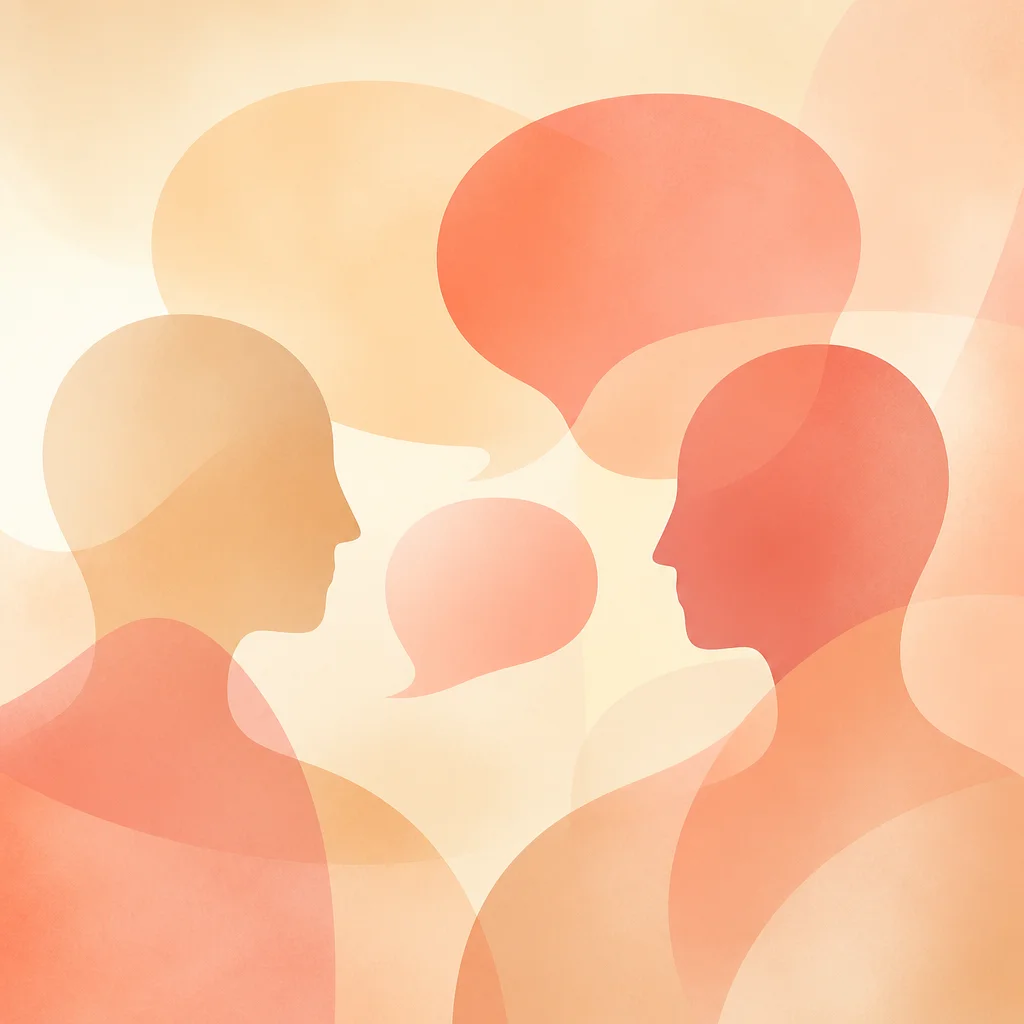 Abstract shapes representing quiet communication in a don't ask, don't tell arrangement