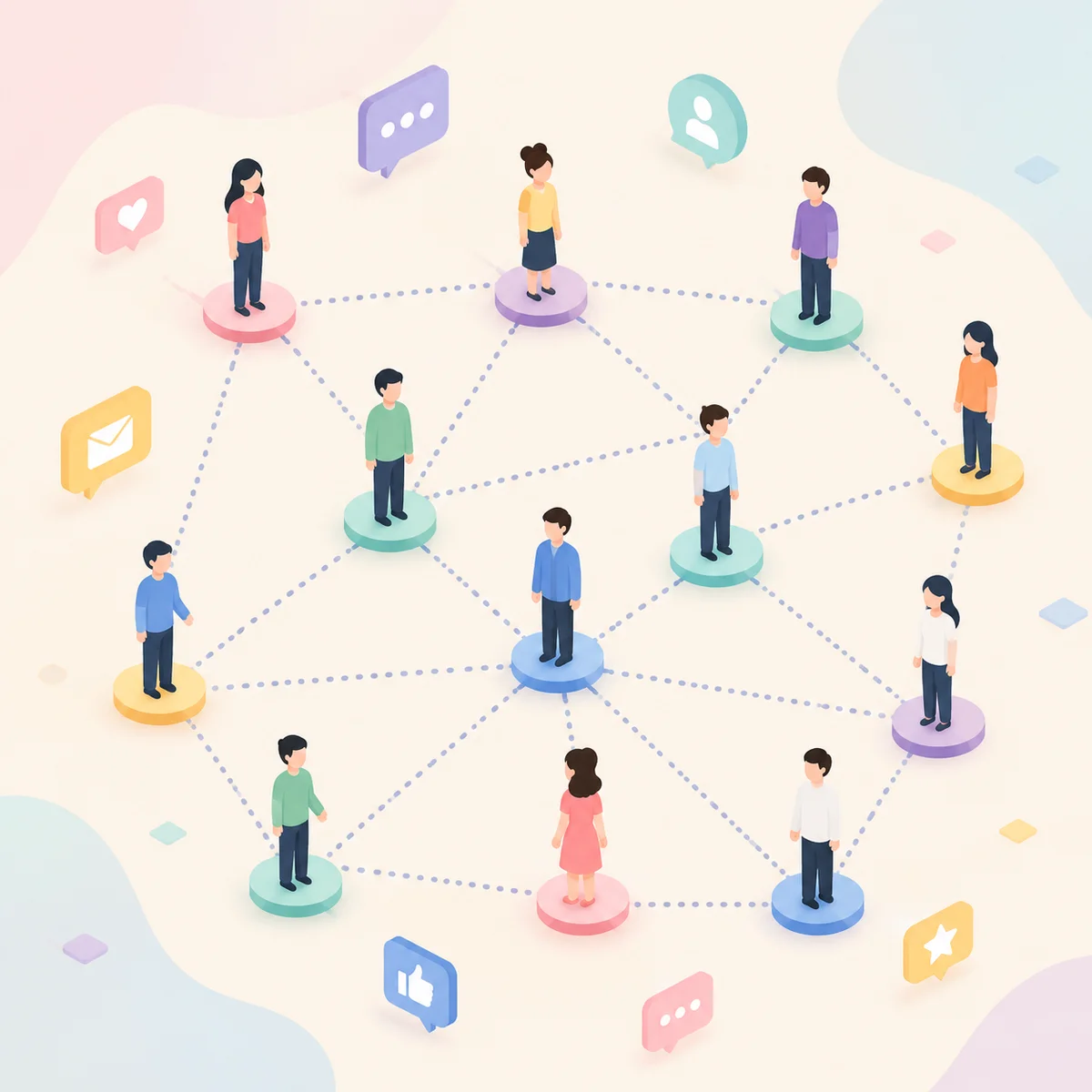 Network of connected people showing a relationship risk network
