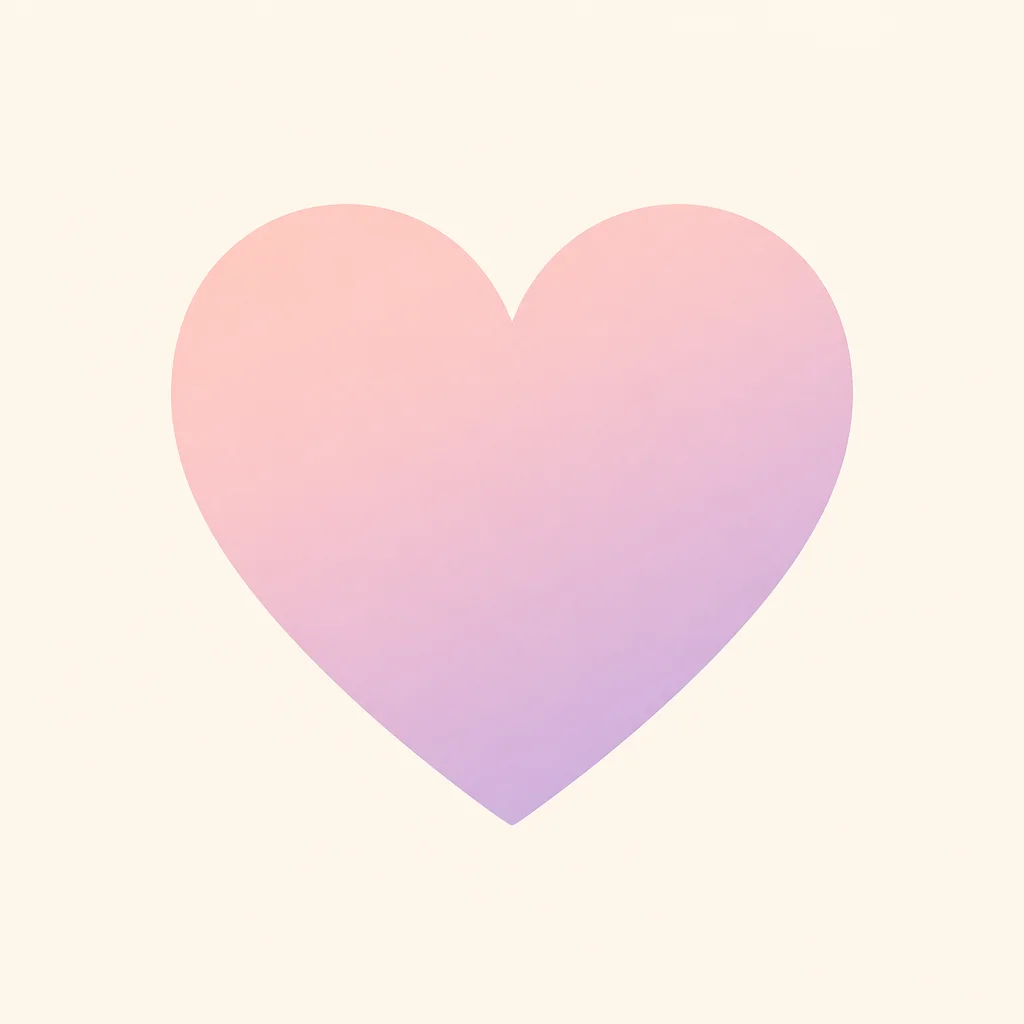 A gentle heart outline filled with a pink-to-lavender gradient