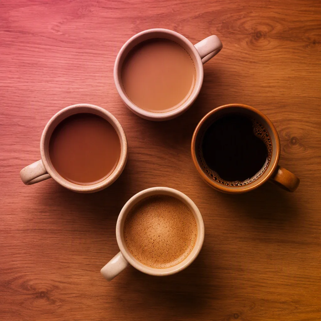 Four coffee mugs arranged in a circle symbolizing a polyfidelitous group