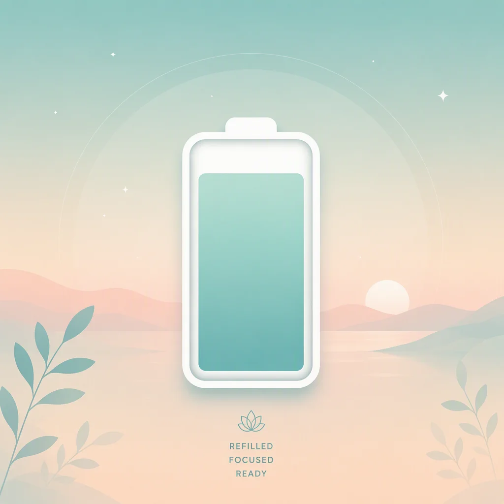 Illustration of a battery icon nearly full, symbolizing personal energy levels