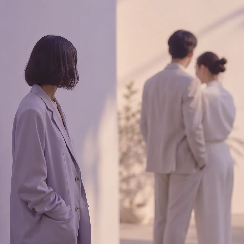 Editorial photo symbolizing hierarchy with one person outside a couple in polyamory