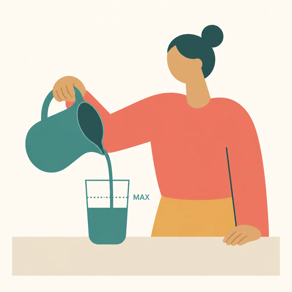 Flat vector of a half full cup with a marked maximum line representing partner capacity