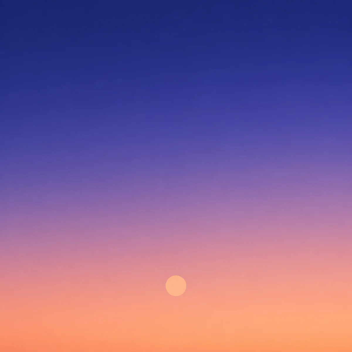 When your partner is with someone else: a deep indigo to warm peach gradient with a single small circle