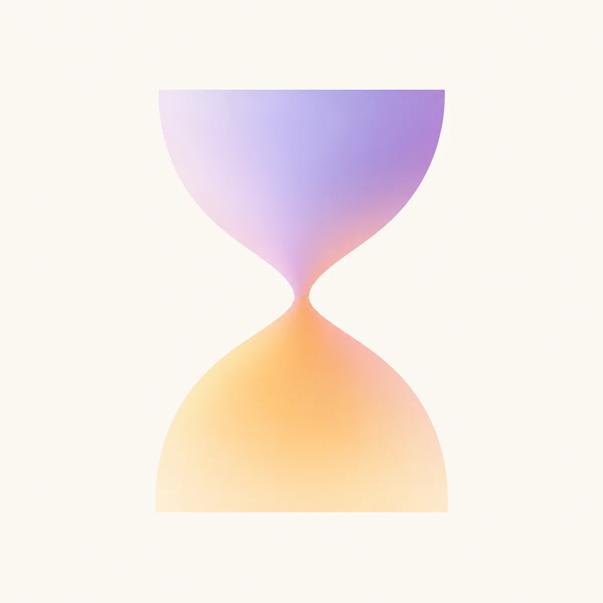 A minimal hourglass shape in lilac and amber gradients