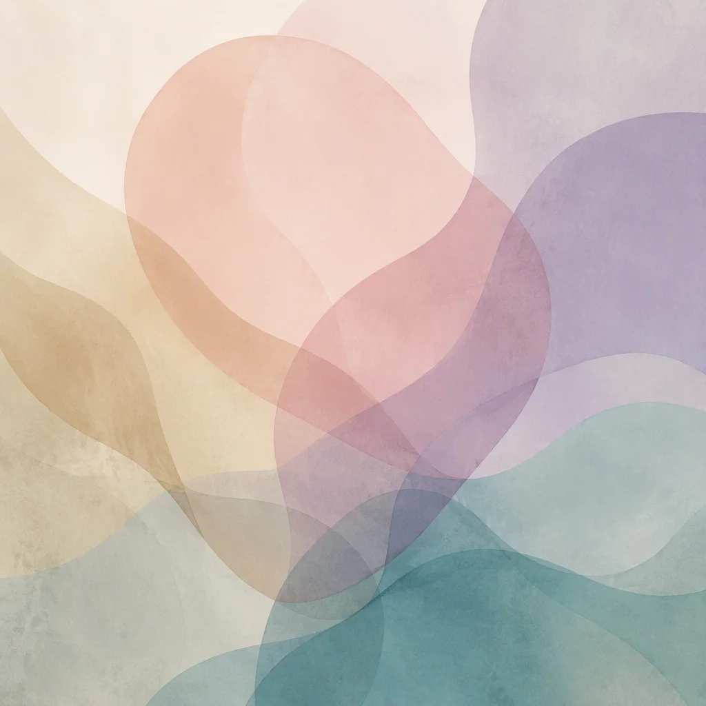Soft abstract illustration of overlapping translucent layers in pastel tones, representing layers of closeness between partners
