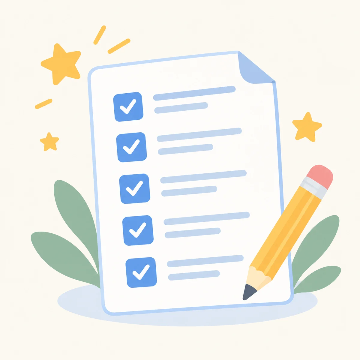Flat vector illustration of a consent checklist with checkmarks
