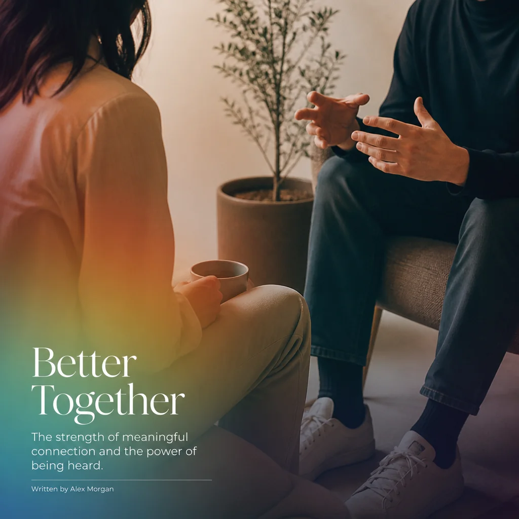 A calm conversation about how to apologize in polyamory, two people talking in editorial style