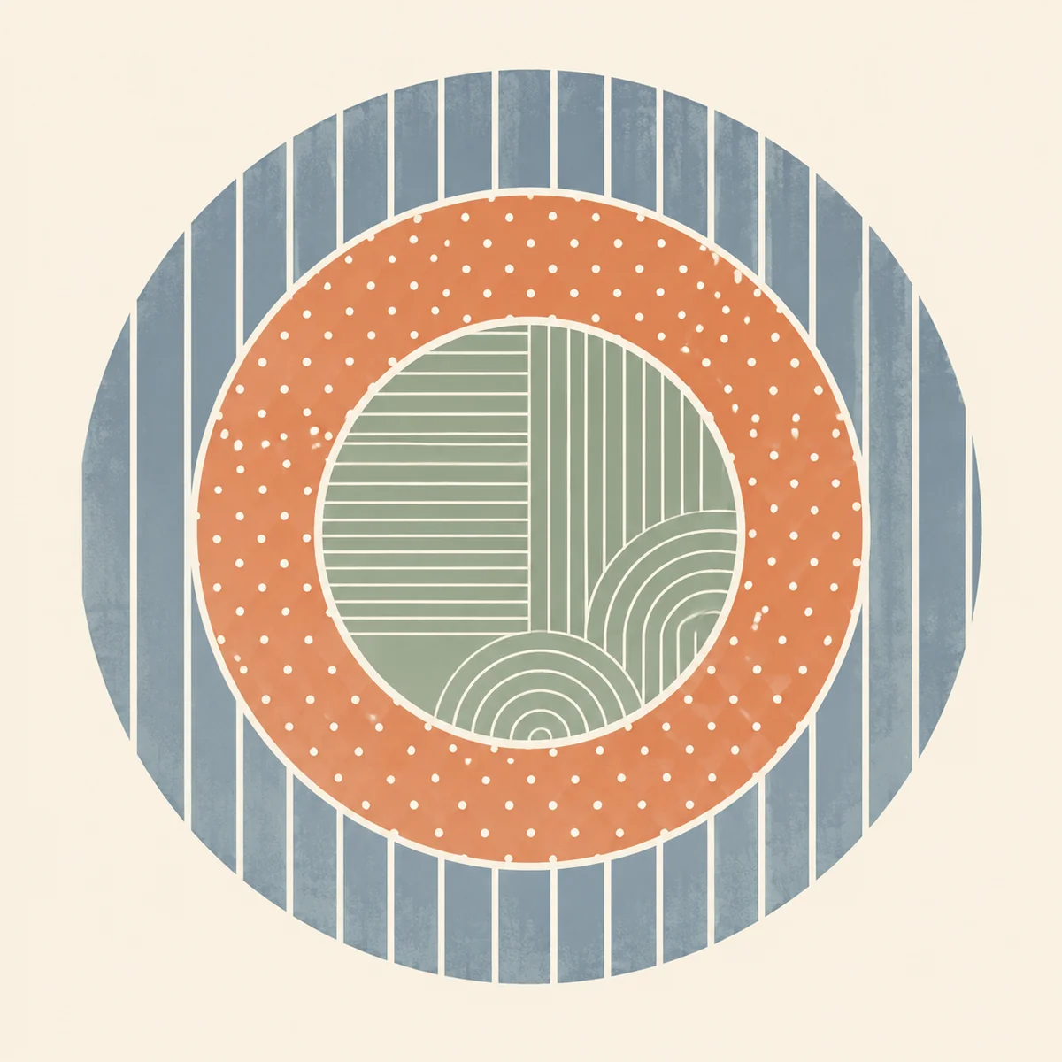 Three concentric circles with different geometric patterns representing autonomous relationship circles