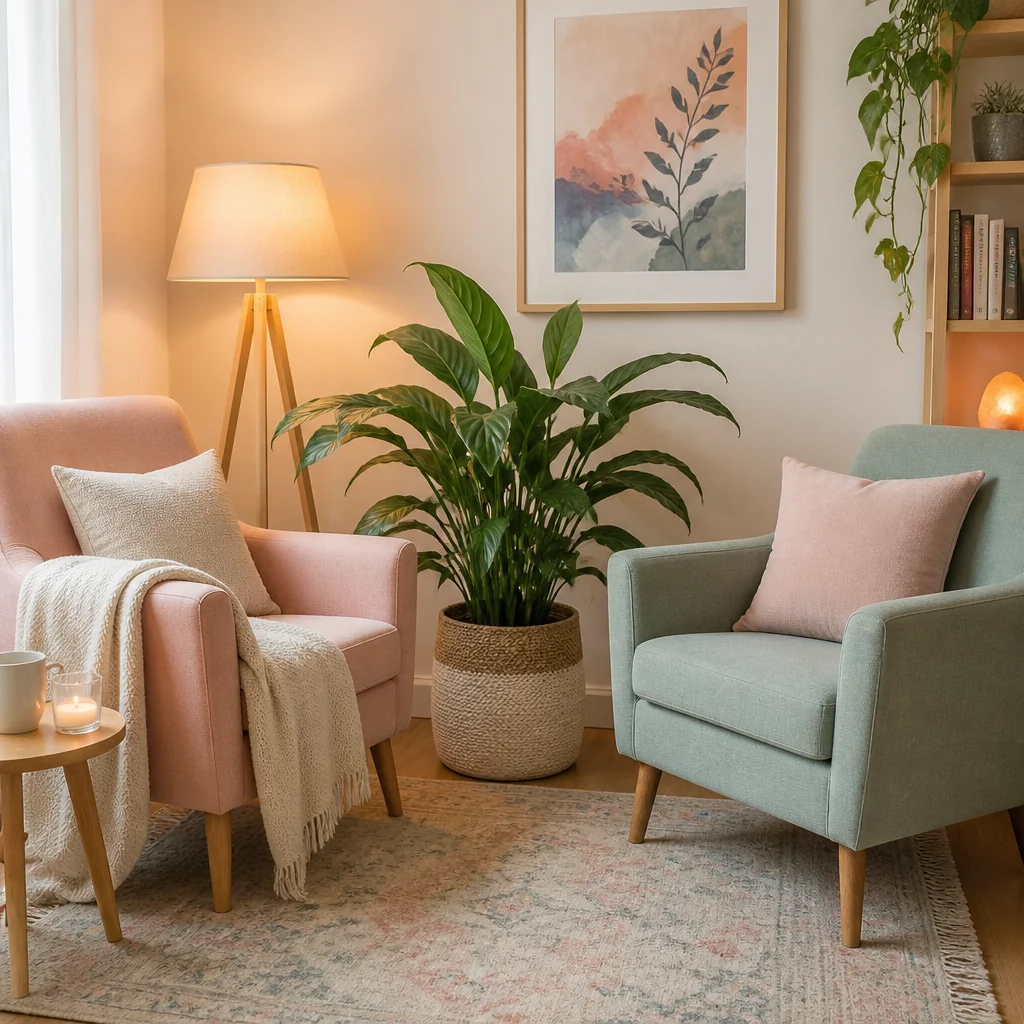 Two armchairs facing each other in a cozy corner