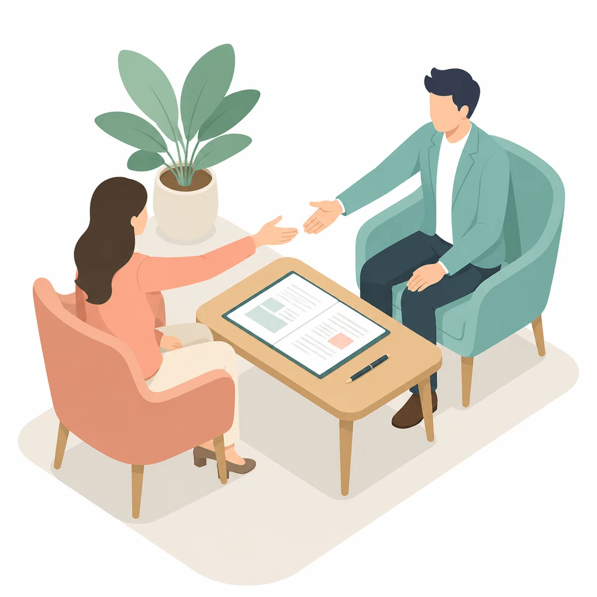 Two people agreeing over a shared document