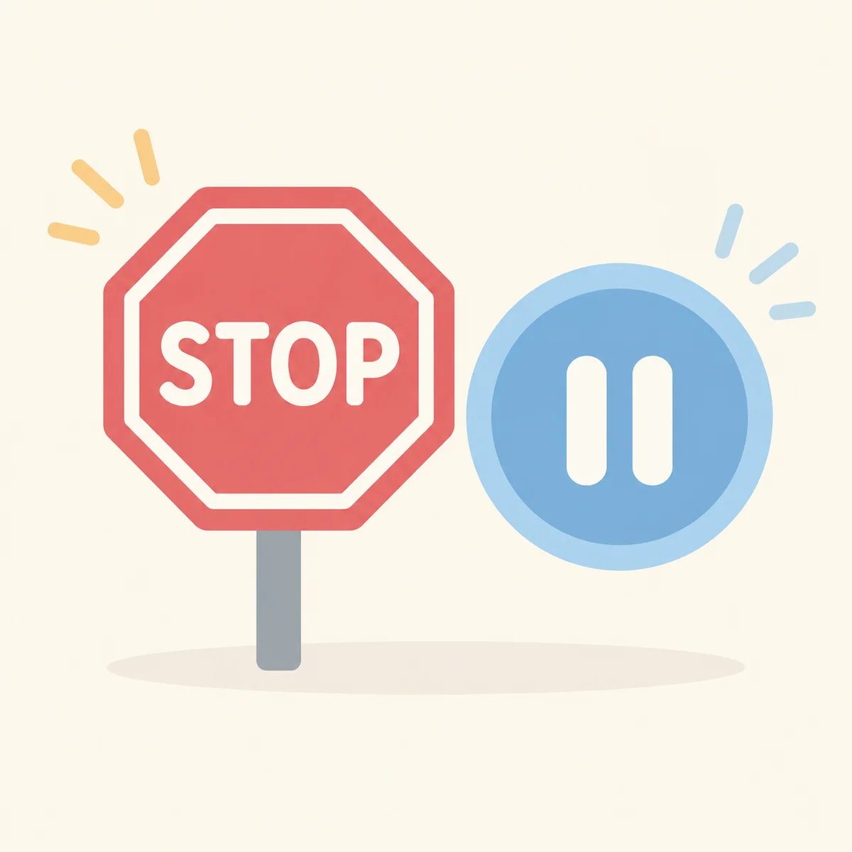 Infographic illustration of a stop sign and pause button for how to withdraw consent