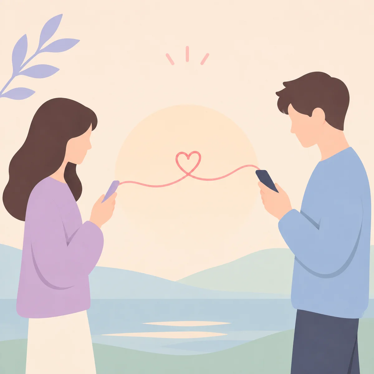 Infographic illustration of two figures reconnecting after a pause