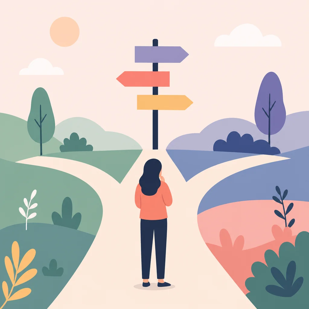 A branching path symbolizing the decision of whether to pursue polyamory