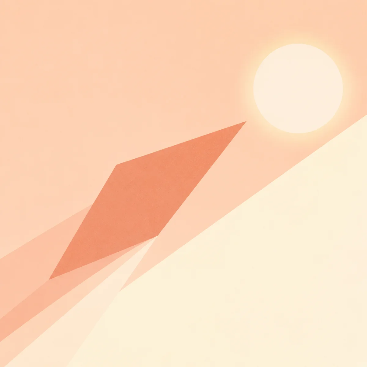 A diamond reaching toward a distant circle symbolizing envy
