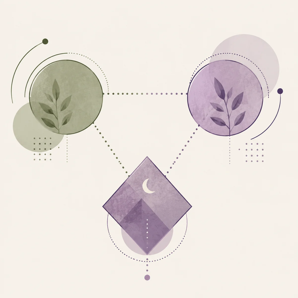 Three geometric shapes in a network representing non-monogamy
