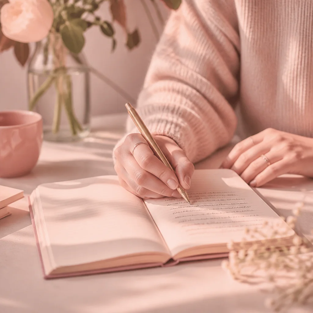 Hands writing in a notebook, illustrating identifying triggers