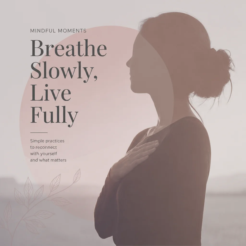 A person practicing slow breathing with a hand on their chest