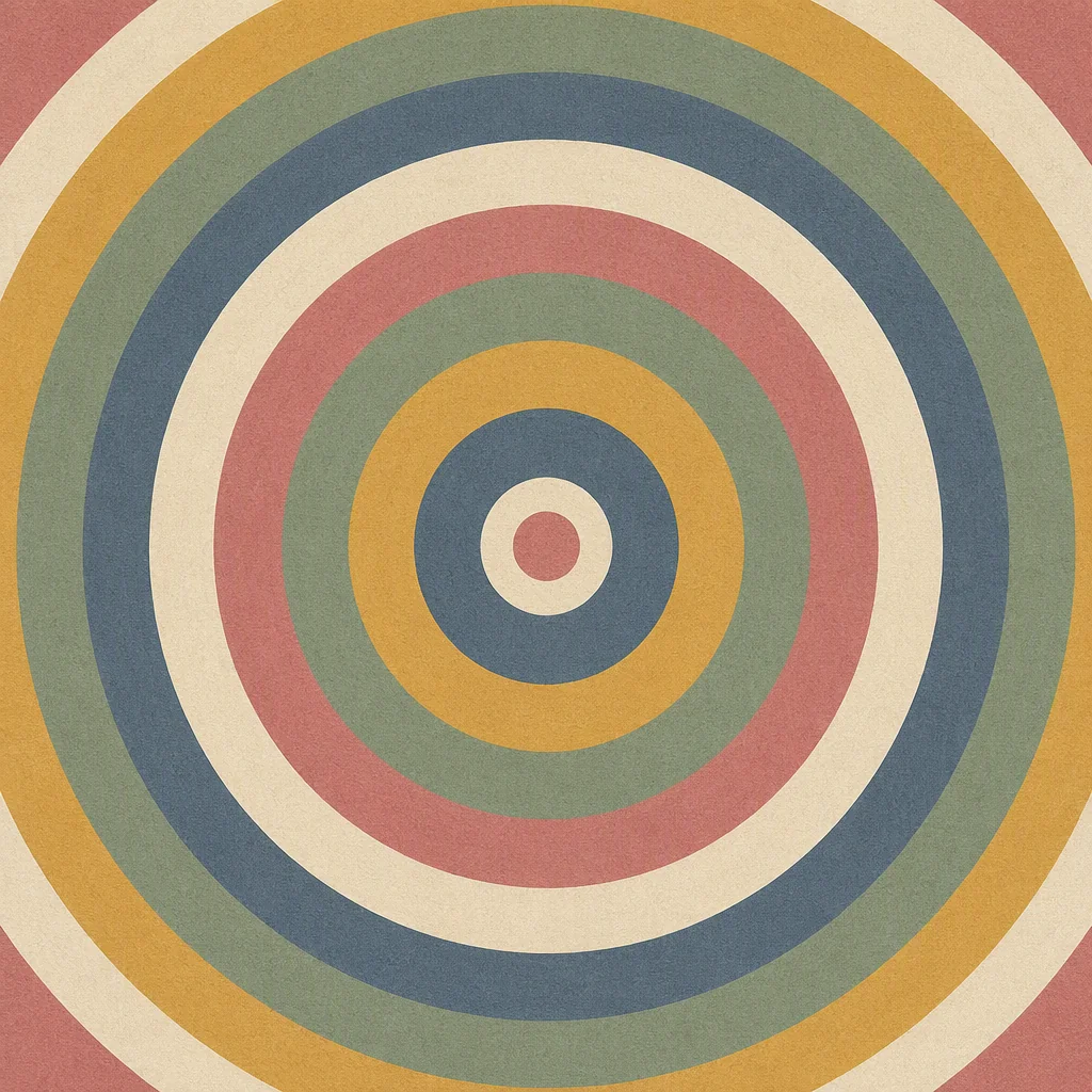 Geometric pattern of concentric rings radiating from a single small circle in slate blue and cream, representing escalation layers