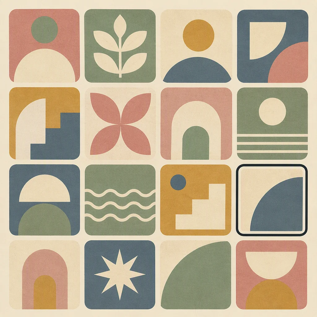 Geometric pattern of a grid of rounded squares with one quadrant outlined boldly, representing a boundary passport