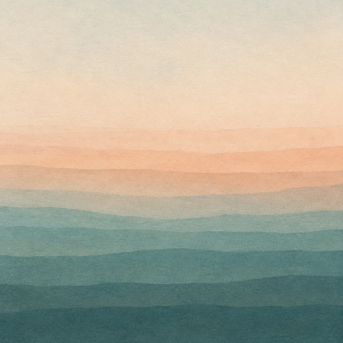 Soft abstract composition of layered horizontal bands in muted teal and peach, non-monogamy after 50 and accumulated experience