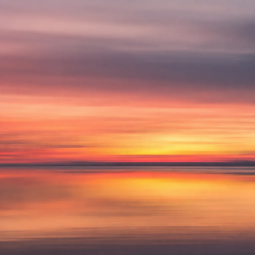 Soft abstract image of a wide horizon at dusk in blurred bands of rose, gold and soft grey, confidence later in life