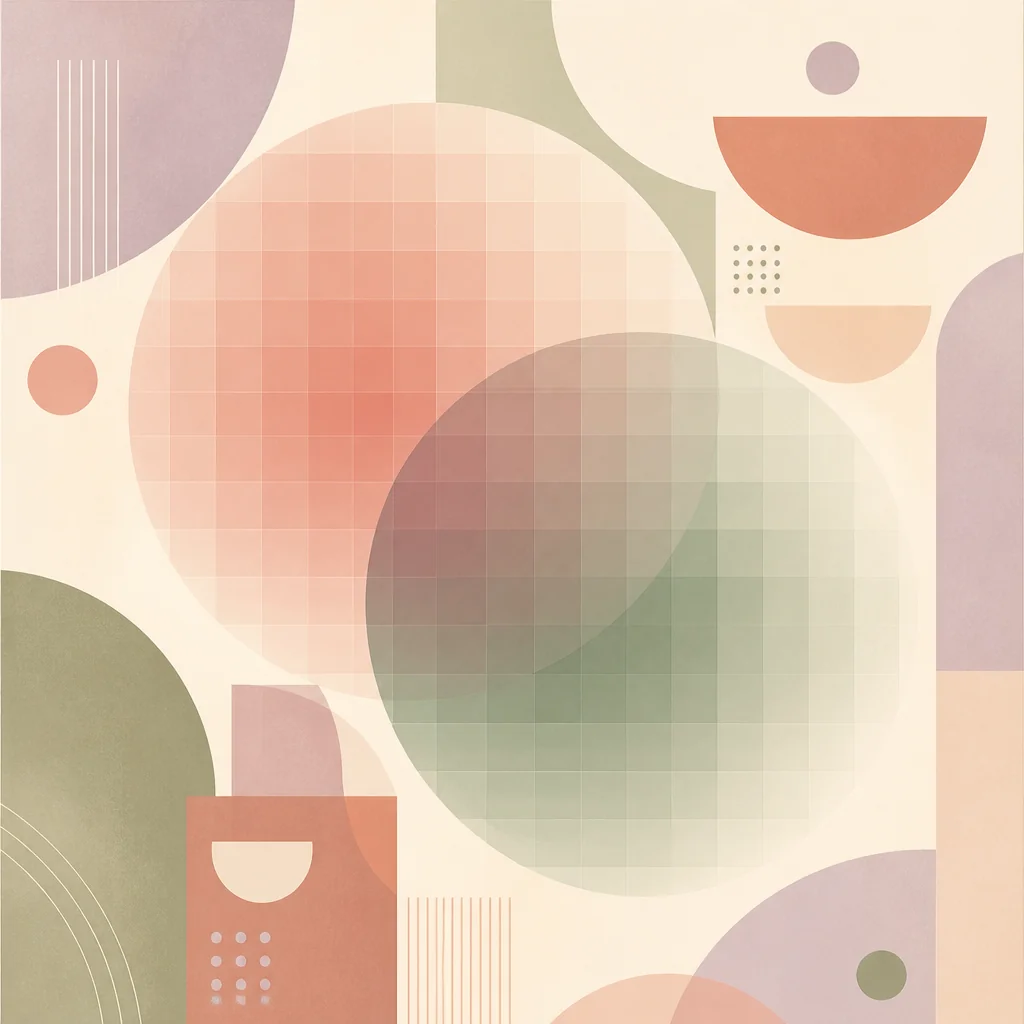 Geometric pattern of two overlapping circles with shifting colour density, representing changing desire
