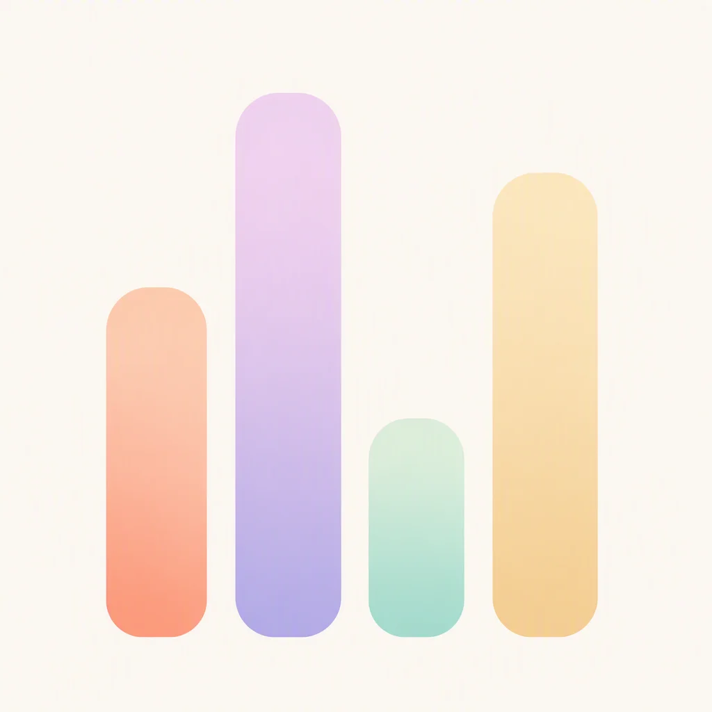 Four rounded vertical bars in pastel gradient colors on a clean light background